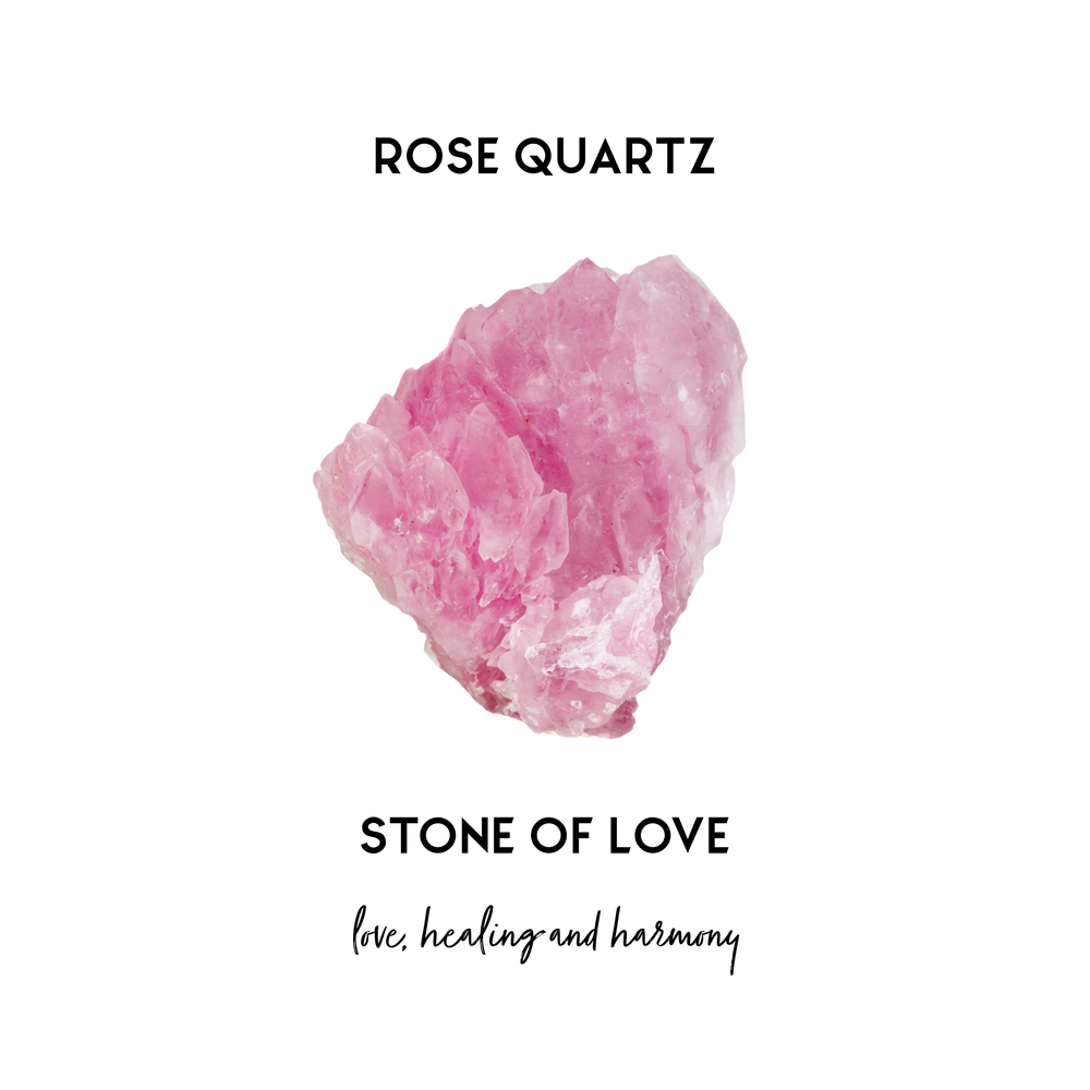 An infograph of rose quartz "the stone of love" that promotes healing, love and harmony. 