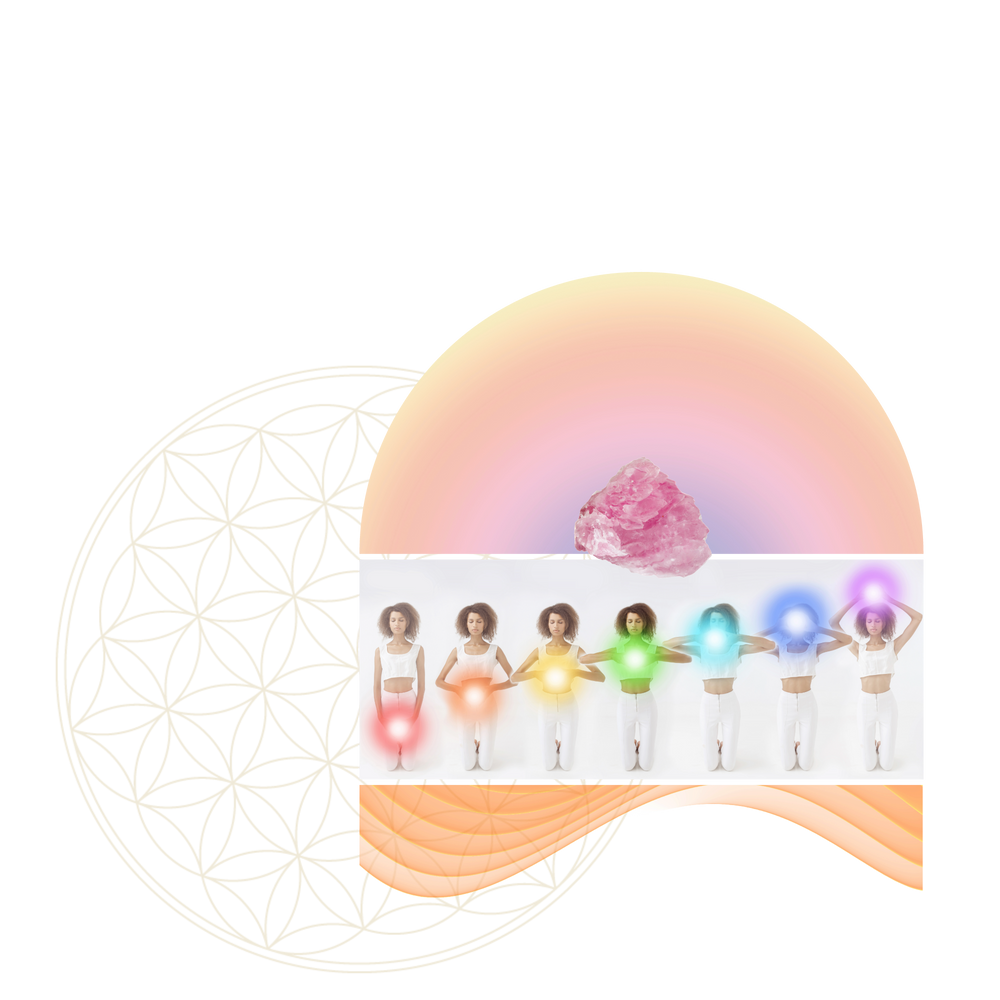 Image showing a female figure holding a glowing light where the seven main chakras are present in the body
