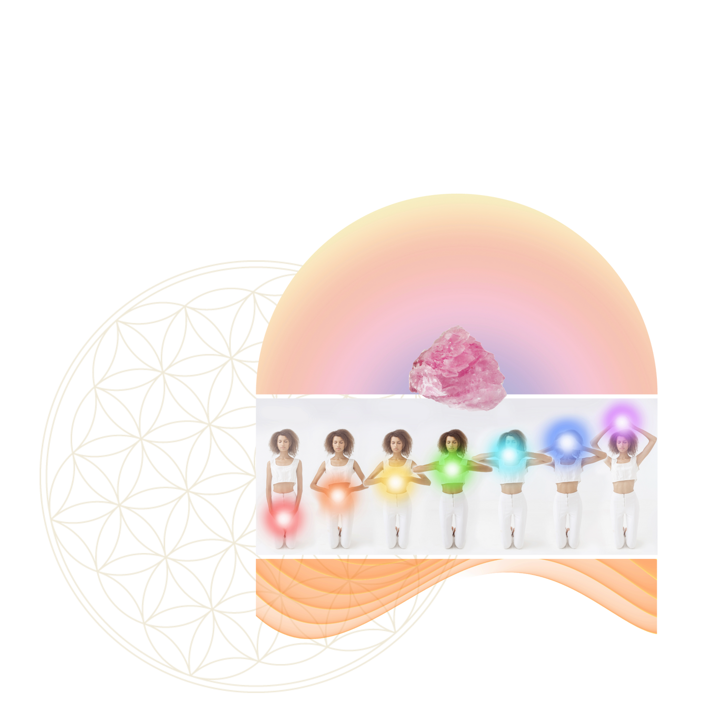 Image showing a female figure holding a glowing light where the seven main chakras are present in the body