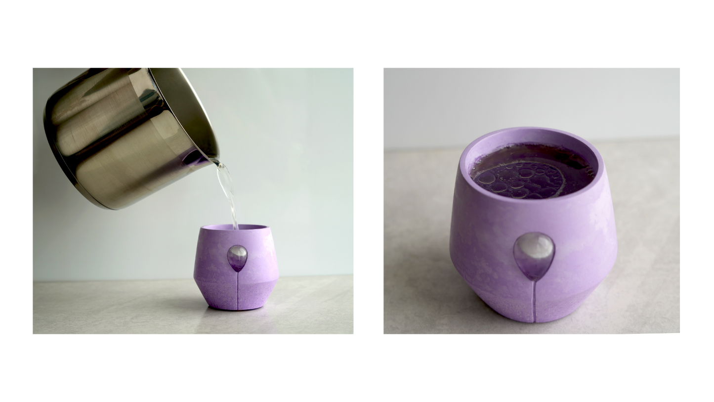 Luna Iris Jar is shown in 2 images for step one how to reuse your luna jar, add boiling hot water to jar, allow wax to melt and wait. 